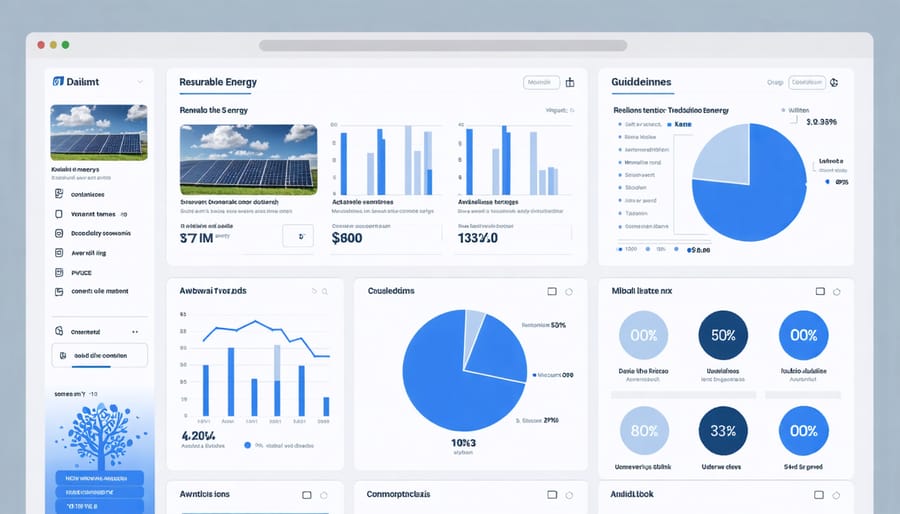 Analytics dashboard displaying key performance metrics for renewable energy social media campaigns