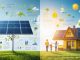 Split-screen image illustrating technical solar panel data on one side and a simplified depiction of a family benefiting from renewable energy on the other, showcasing the impact of clean energy solutions.